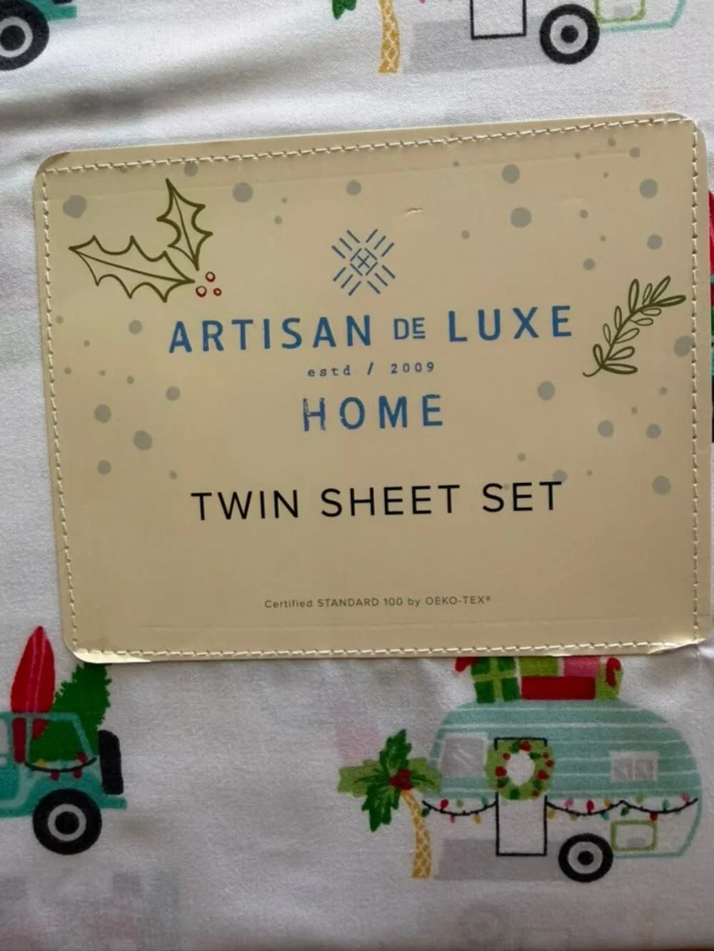 Artisan De Luxe Sheet Set Size Twin Jeep Holiday Travel RV Cotton Bed Sheets New